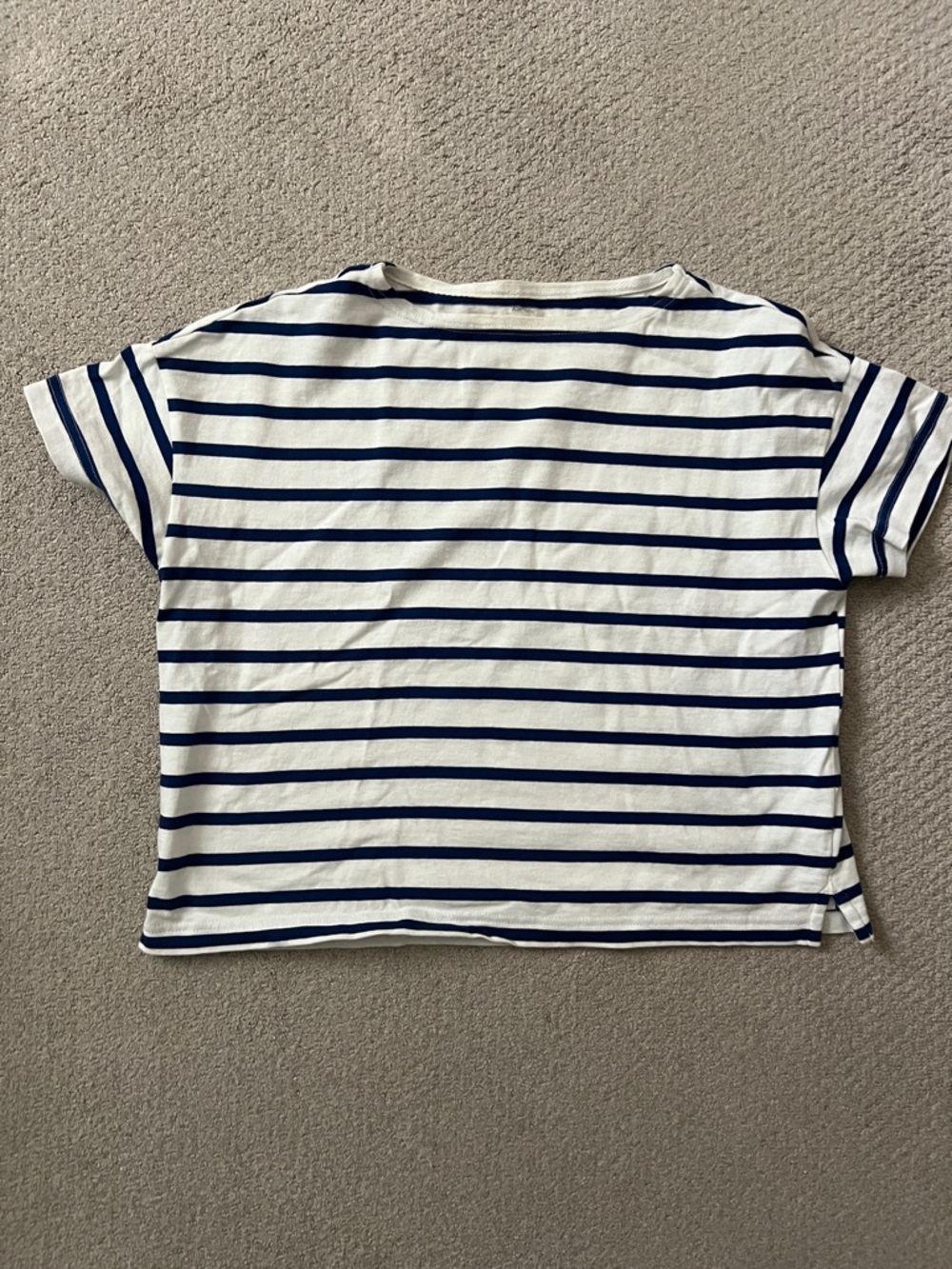 Muji White and Navy Striped Short Sleeve Tee